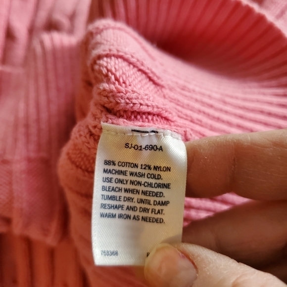 St. John's Bay Pink Cable Knit Pullover Size Large - Picture 7 of 9